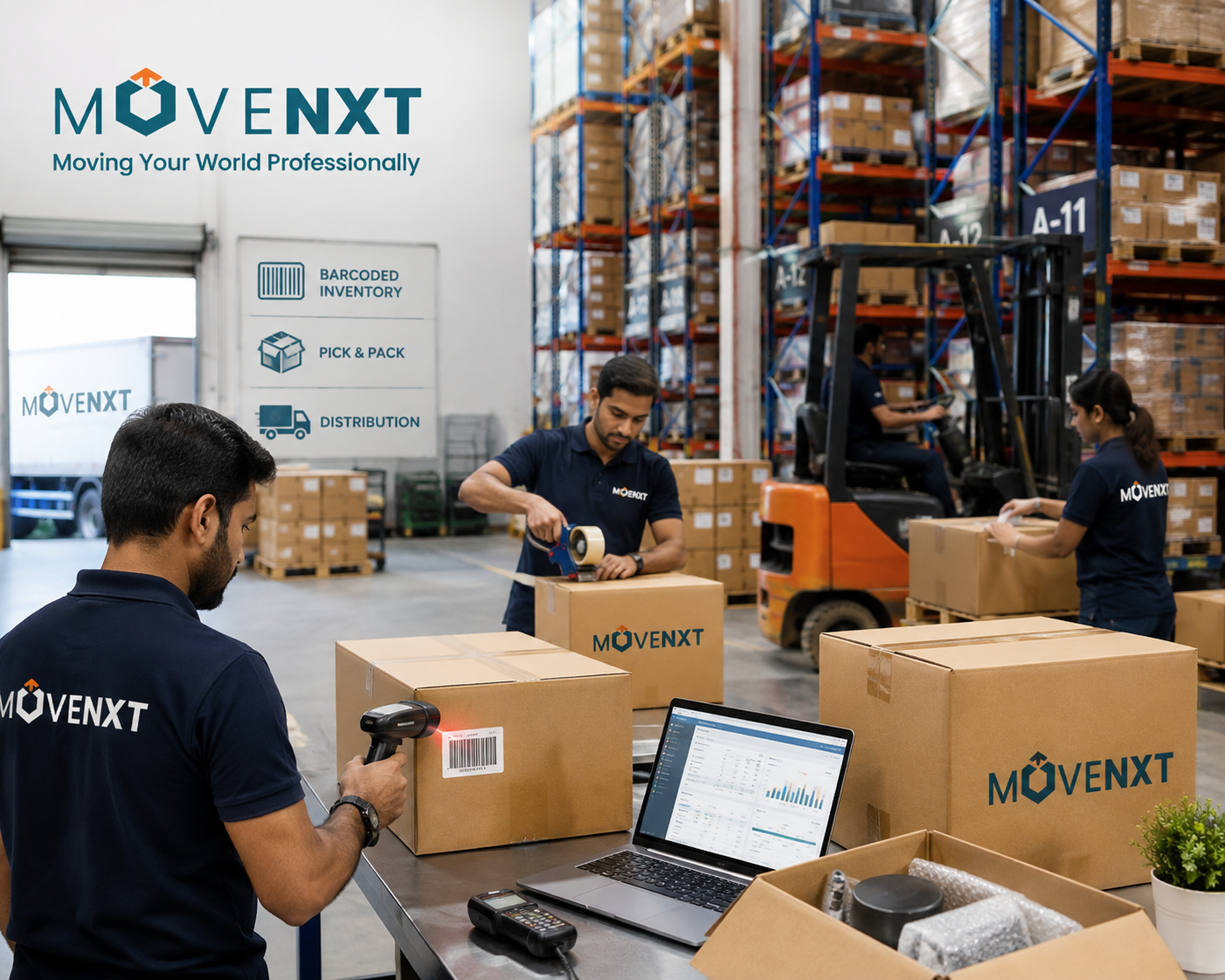 Barcoded inventory, pick-and-pack and distribution - 3PL Warehousing India by MoveNXT