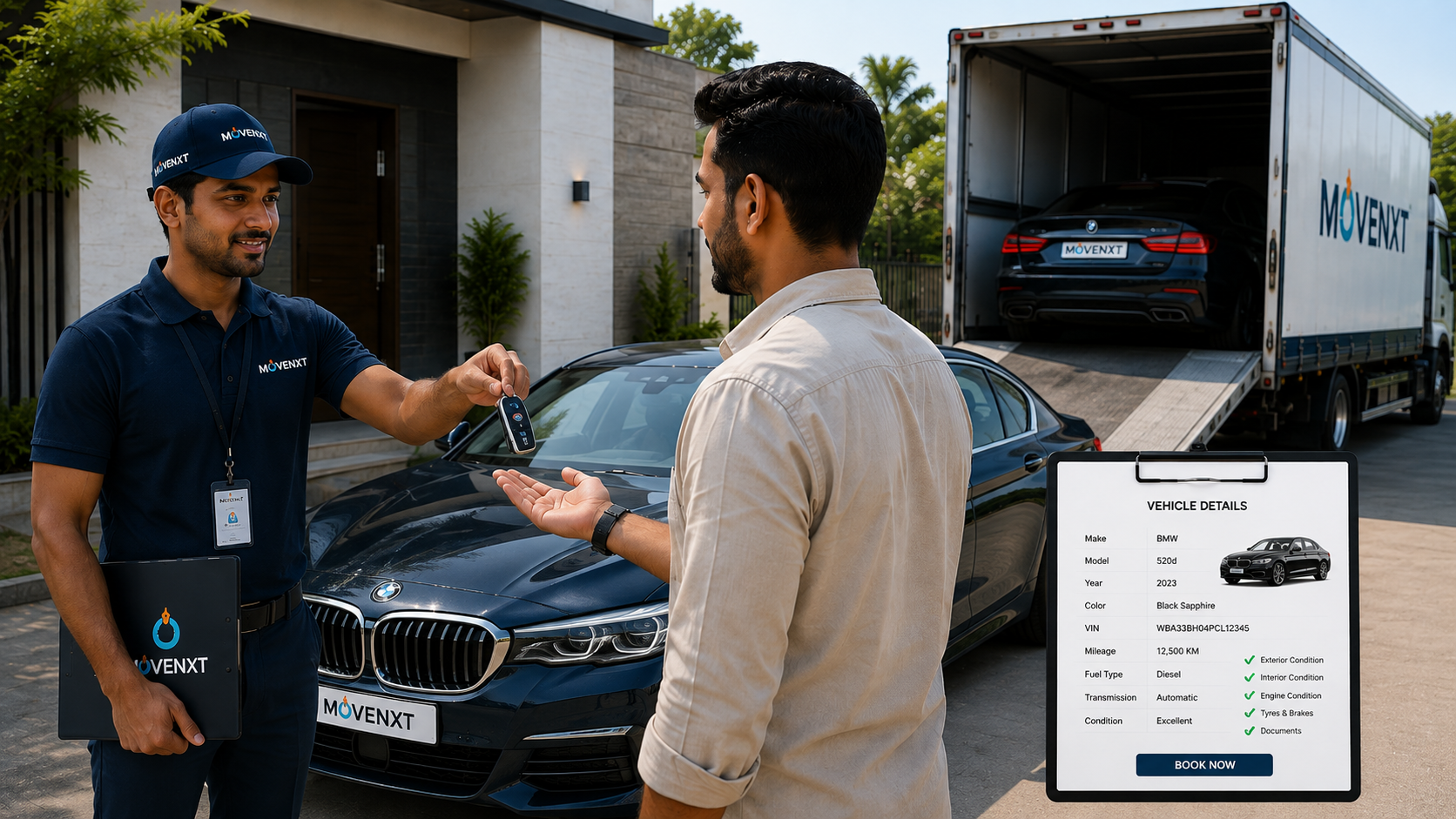 Deliver and hand over - Automobile Moving India destination inspection and key handover