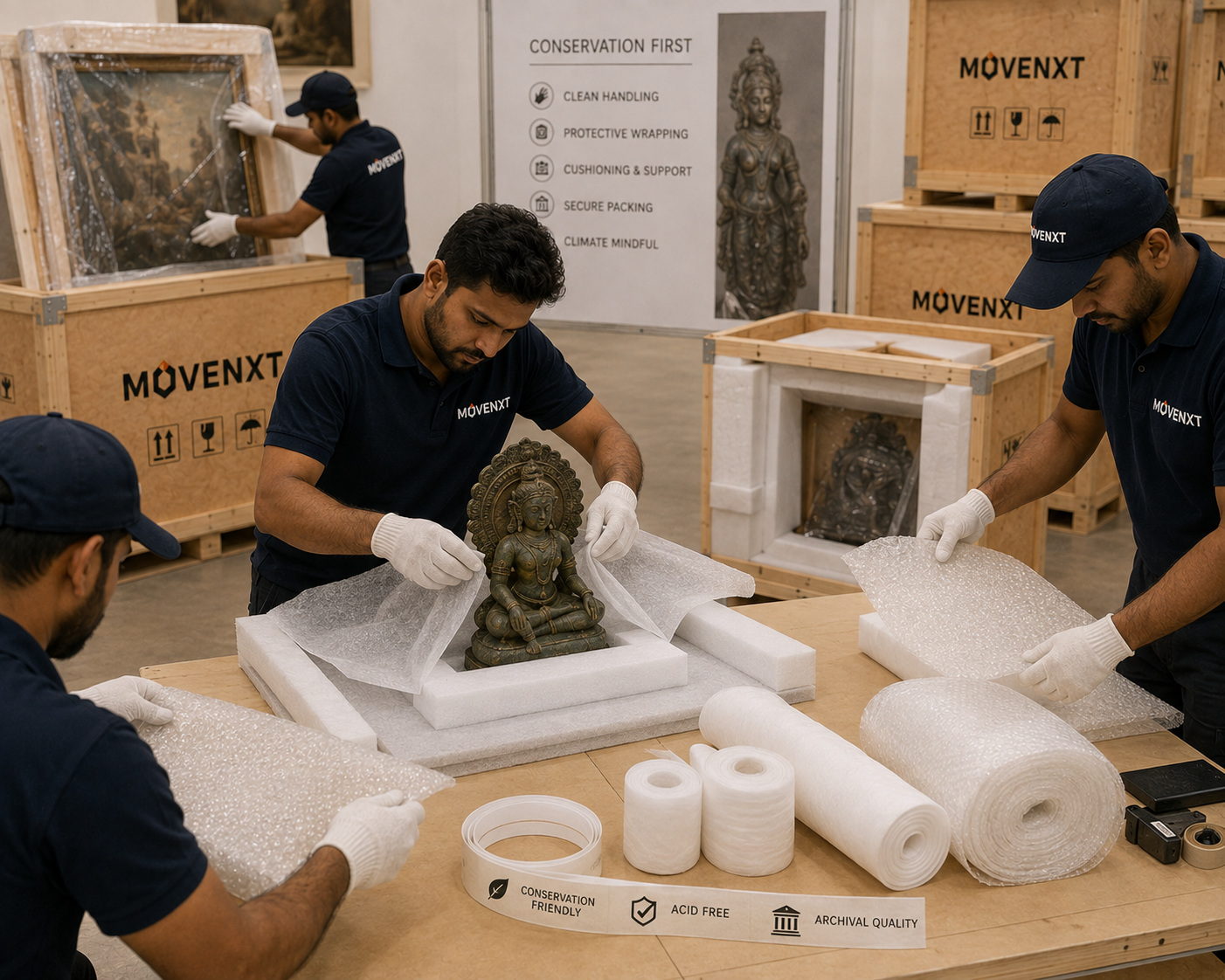 Layer by layer, with care - conservation wrapping of exhibition pieces