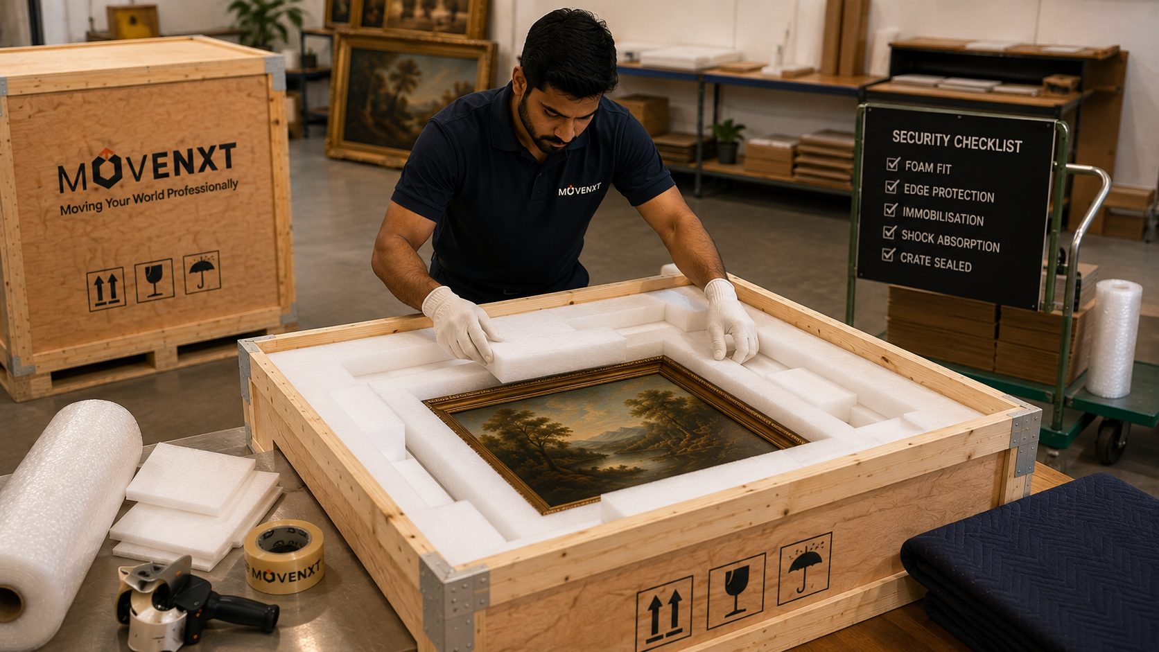 Precision cushioning and security for fine art crates