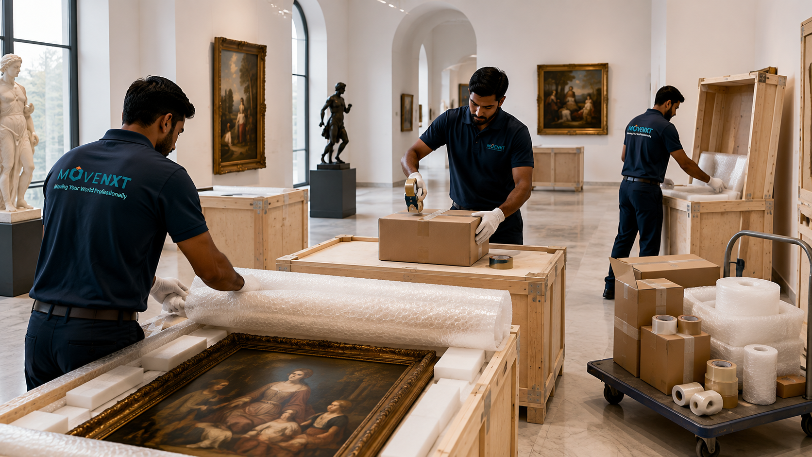 Pack and courier - Gallery Logistics India custom crating for exhibition shipping