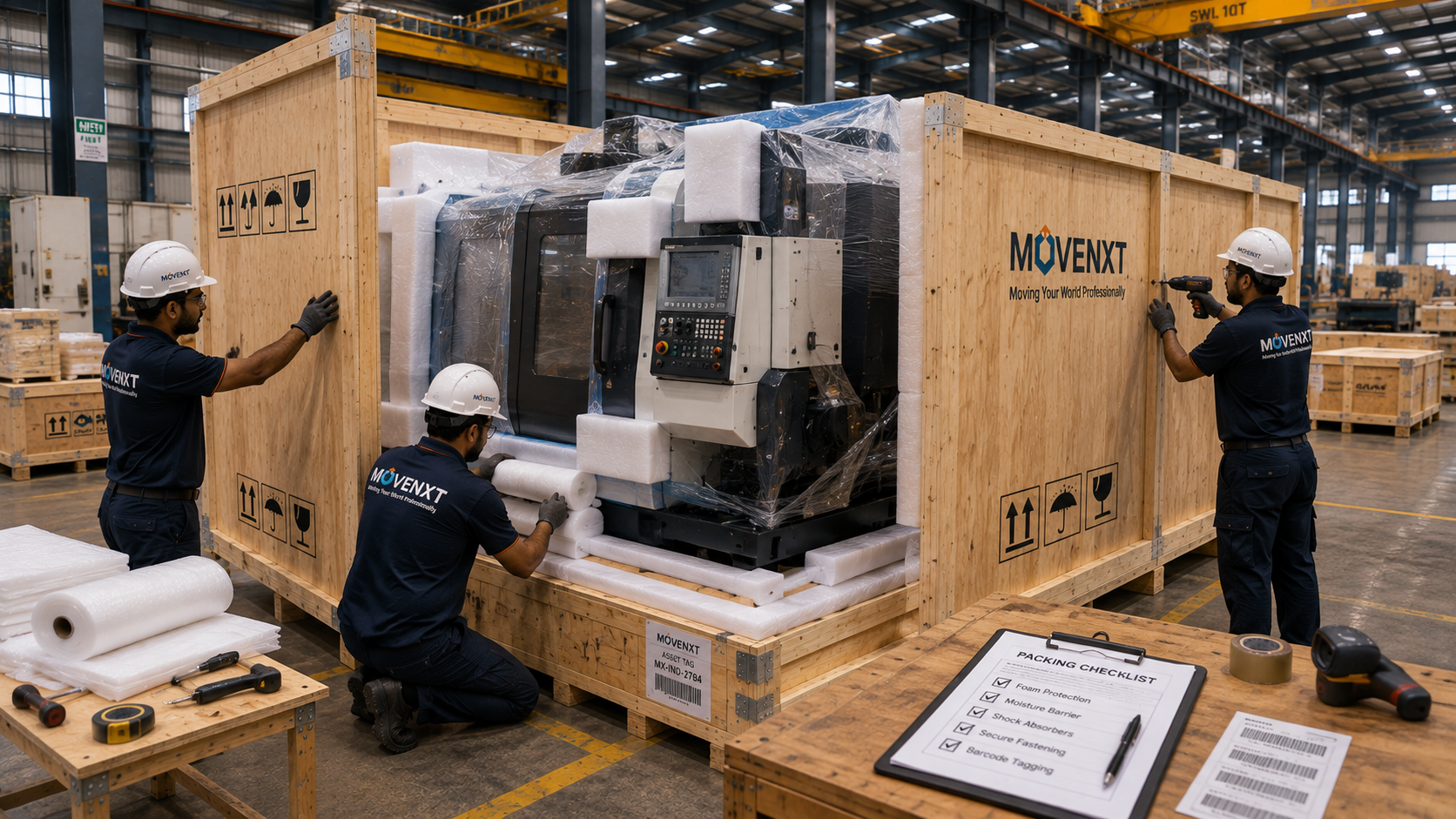 Industrial Relocation India pack and cradle of heavy equipment