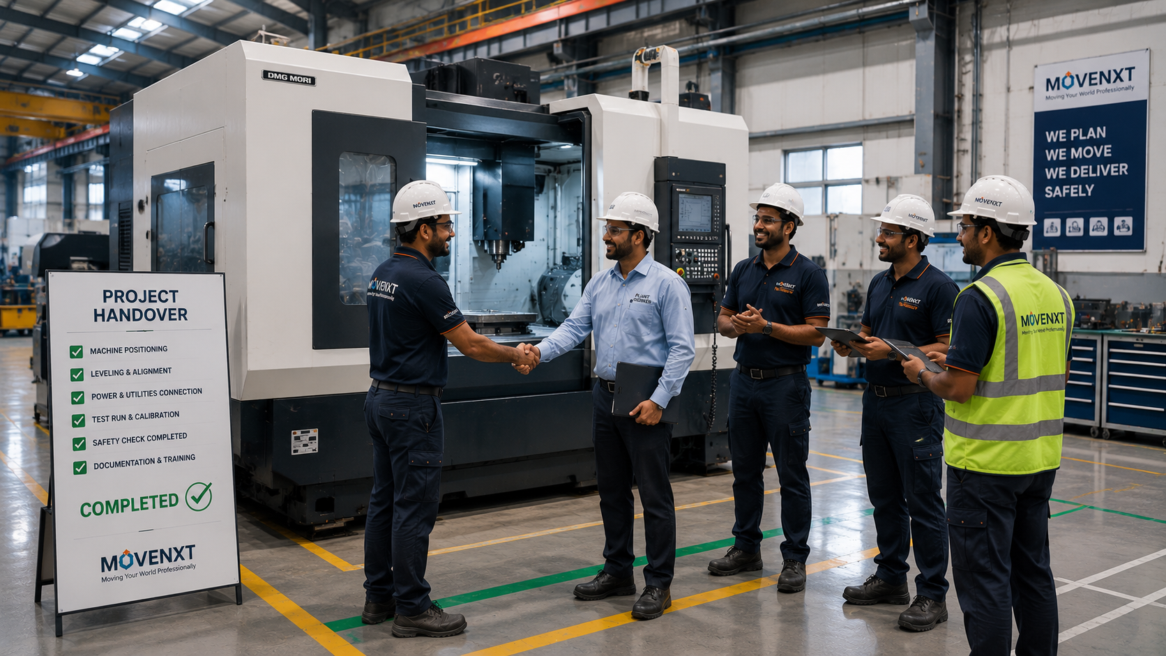 Industrial Relocation India position and hand over at destination