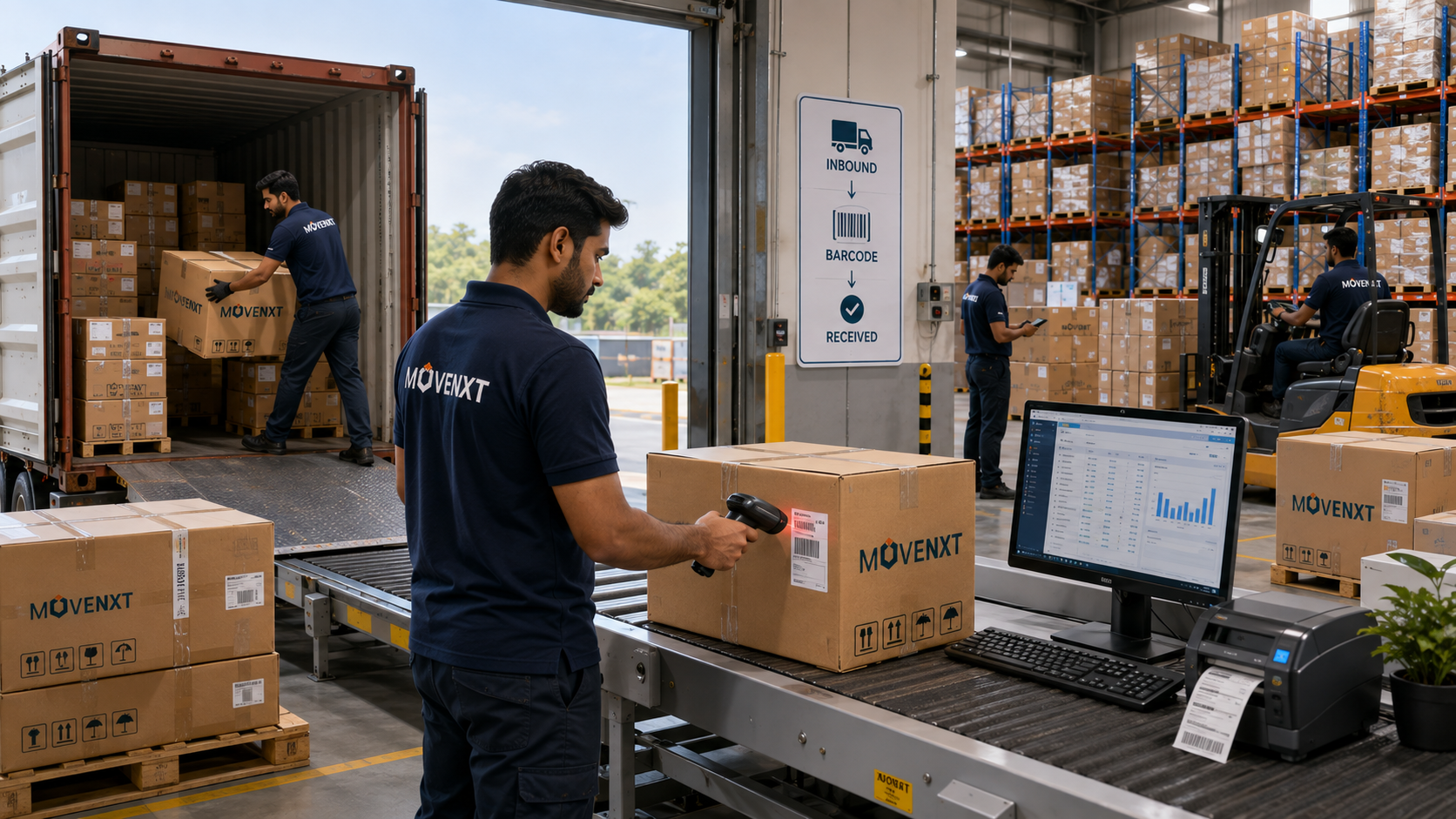 Inbound and label - Warehouse Storage India barcode intake and put-away